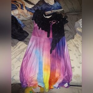 Colorful Rainbow Dress with Black Starry Overlay. Great For An Art Lover.